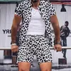 Leopard Print Två Piece Tracksuits Street Casual Printing Kortärmad tröja Shorts Fashion Suit