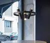 Industriell kreativ lampa LED ljuskrona matsal vardagsrum svart rund hängande sovrum kläder butik roterbart hängande ljus