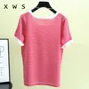 Zomer Korte Mouw Gestreepte Pullover Dames Trui Gebreide truien Tops Koreaanse Trek Femme Jumper Vrouwelijk Wit Zwart 210604