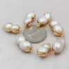 Natural Freshwater Baroque Shaped 8-character Beads Gilt Bound Double Hanging Pearl Connector Jewelry