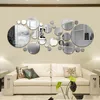 Stickers muraux 26/32 pièces miroir rond 3D autocollant bricolage TV fond salon décor chambre salle de bain décoration de la maison