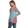 Letnie Kobiety Topy I Bluzki O-Neck Print Casual Z Długim Rękawem Boho Odzież Damskie Plus Size Fashions Floral Bluzki Koszule 210608