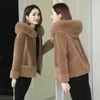 Jacket Women Faux Fur Coat Women's Autumn And Winter Short Collar Hood Veste Femme 211220