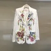 High Quality Fashion Designer Runway Coats Spring Jacket Women's Long Sleeve Flower Embroidery Lace Outerwears Vetement Femme X0721