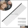 Dog Grooming Supplies Pet Home & Garden S/M/L Double Row Comb Stainless Steellice Rake For Puppy Cat Long Hair Shedding Brush 50Pcs Drop Del