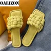 Slippers Shoes Summer Open Toe Flat Casual Woven Knitted Woman Flip Flops Flats Sandals Slip On Slides