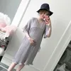 Maternity Dresses Large Yard Dress 200 Pounds Summer Pleated Chiffon Pregnant Women Short-sleeved A