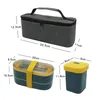 Japanse stijl dubbele laag gezonde lunchbox met vork en lepel magnetron Bento boxes servies ingesteld containeropslag