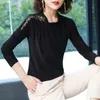 Autumn Winter Fashion Hollow Silk Long Sleeve Bottom Shirts Women Sexy Elegant Slim Solid Women Blouses and Tops 6910 50 210527