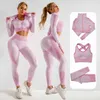 Mulheres Yoga Set Ginásio Roupas Femininas Esporte Fitness Terno Running Roupas Top + Leggings Mulheres Seamless Sutiã Suites S-XL 210802