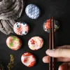 Chopsticks 6st Ceramic Holder Spoon Rest Rack Japansk stil