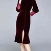 Kvinnor Lång Party Office Runway Gothic Velvet Dress Robe Femme Hiver Winter Jurken Dames Sleeves 210603