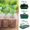 Planters krukor 12 håls växtfrö tillväxtskolan Box Odlingsträdgård Tray Plastic Mini Greenhouse Flower Planting227s