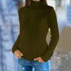 2020 Moda Fall Winter Solid Grey Turtleneck Plus Size Swetry Kobiety Casual Długim Rękawem Dzianiny Pulowers dla damskich Skoczków X0721