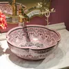 China Artística artística lavagem cerâmica bacia redonda bancada bancada bancada lavagem banheiro pia branco da embarcação da porcelana