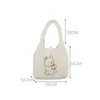 Hylhexyr mulheres lona tote bolsa cordeiro como tecido bolsa de ombro urso bordado crossbody bolsa casual shopper bonito para menina 220210