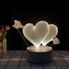 Lampada da tavolo creativa 3D a forma di amore multiplo Bianco caldo novità Luce notturna Pannello acrilico USB per decorazioni di nozze per la casa