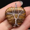 30x38mm pedra natural Rosa Quartz Tiger's Eye Ametista Opala Árvore de Vida Coração Pingente Encantos DIY Colar de Jóias Fazendo