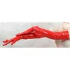 Glänzende Wet-Look-lange sexy Latex-Handschuhe für Frauen, BDSM, Sex, exotische Nachtclubs, Gothic-Fetisch-Handschuhe, Kleidung tragen, M, XL, Schwarz, Rot, 220118645482