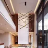 Chandeliers Modern Black Stair Aluminum Chandelier Duplex Building High-rise Living Room Ceiling Top Grade Long LED Line Lamp