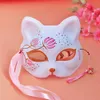 2021 Halloween Różowy Sakura Kot Face-maski Zabawa Moda Carnival Cospaly Masquerade Makeup Performance Rekwizyty Dorosłych Party Maska