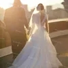 Eleganti abiti da sposa bohémien avorio 2021Sexy scollo a V in pizzo a maniche lunghe Boho Abiti da sposa in campagna Abito da sposa senza schienale basso Taglie forti vestido noiva civile