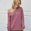 Jerseys de color rosa sólido suéter femenino casual talla grande de gran tamaño mujeres suaves otoño invierno tejido jersey de navidad 210427