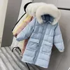 Winter White Duck Down Jacket Women Casual Solid Long Hooded Coat Fashion Thick Warm Fur Collar 210520