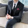 Marki mężczyzn 3 -częściowa kamizelka spodnie 2021 Business Slim Suits Zestawy sukienki ślubne Męskie Plaid Formalne noszenie męskie Blazers179c