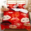 Yatak Setleri Baskı Seksi Kız Dudaklar Yorgan Kapak Yastık Kılıfı Yatak Odası Yorgan Seti 200x00 Moda Su Renk Ropa Cama Çin