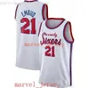 100% gestikte Joel Embiid # 21 heren basketbal jerseys wit blauw rood goedkope mannen vrouwen jeugd jersey xs-6xl