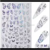 1Pc Holographic Butterfly 3D Nail Stickers Self Adhesive Nail Transfer Decals Colorful Foils Wraps Nail Decorations Wmwfc Uamp0