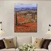 Wall Art Girasole Pittura Paesaggio moderno Campo di papaveri rossi Tela a olio fatta a mano Bellissimi fiori Opera d'arte per la decorazione domestica