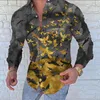 Męskie z długim rękawem Bluse zwierząt styl druku shirt w górę chemise Hippie Blusa Casual Hawajski bluzka