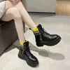 2022 nouvelle mode paillettes en cuir femmes cheville à lacets bottes de moto gros hiver automne bottes chaussures femme Botas Mujer