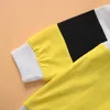 Jesień 2-częściowy Baby / Toddler Boy Colorblock Splice Sweter z długim rękawem i spodnie w paski Ustawia ubrania 210528