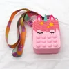 Factory direct selling silicone toys children cute colorful unicorn bubble messenger coin purse children gift9778253