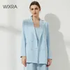 Wixra Women's Blazer Höst Dubbelbröst High Street Långärmad kappa Fjäder Ytterkläder 210930