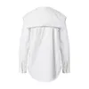 TWOTWINSTYLE Süßes weißes Hemd für Frauen O-Ausschnitt Langarm Casual Solide Minimalistische Bluse Weibliche Modekleidung 210517