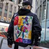 2021streetwear mode mâle Tops Hip Hop Graffiti Cartoon Ripped Denim Jackets Mens Casual Disted Jeans Jacket Coat4032256