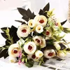 Flores decorativas grinaldas 8 cabeças buquê elegante flor falsa artificial peônia de seda caseira decoração de festa de casamento colorfull rosa botões