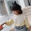 Girls Cardigan Jackets Fall Winter Baby Cute Sweet Clothing Kids Children Top Lace Lapel Jacket For Autumn 210625