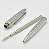 Kampanj Pen MSK 163 Rllerball Ballpoint Pen Golden Silver Metal Black Stripe Stationery med serienummer