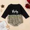 Zomer- en lente Sisters Matching Sets Baby Leopard Print Bodysuit of Top Broek Set 210528