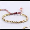 Link Chain Jewelryhandmade Tibetan Buddhist flätade bomullskopparpärlor Lucky Rope Armband Bangles for Women Men Thread Armband Drop de