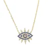 Luxury jewelry rainbow blue cubic zirconia turkish evil eye CZ pendant for women gold color Bohemia necklace