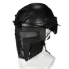 Pełna twarz taktyczna wojskowa kask Unisex nylonowa plastikowa siatka stalowa Outdoor Sports ochrona przed wstrząsami COSPLAY Battle Hunting Q0630