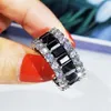 Choucong Brand Handmade Luxury Jewelry Wedding Rings 925 Sterling Silver Princess Cut Black Sapphire CZ Diamond Gemstones Eternity230n