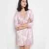 5 قطع النوم الإناث منامة مجموعة الساتان pyjamamas مثير الرباط المرقعة الزفاف نوم رايون المنزل ارتداء nightyrobe دعوى 210928