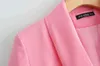 Элегантные женщины розовые Blazers моды дамы двойной грудью куртки костюмы повседневные женские длинные рукава блейзер пальто девушки шикарный 210427